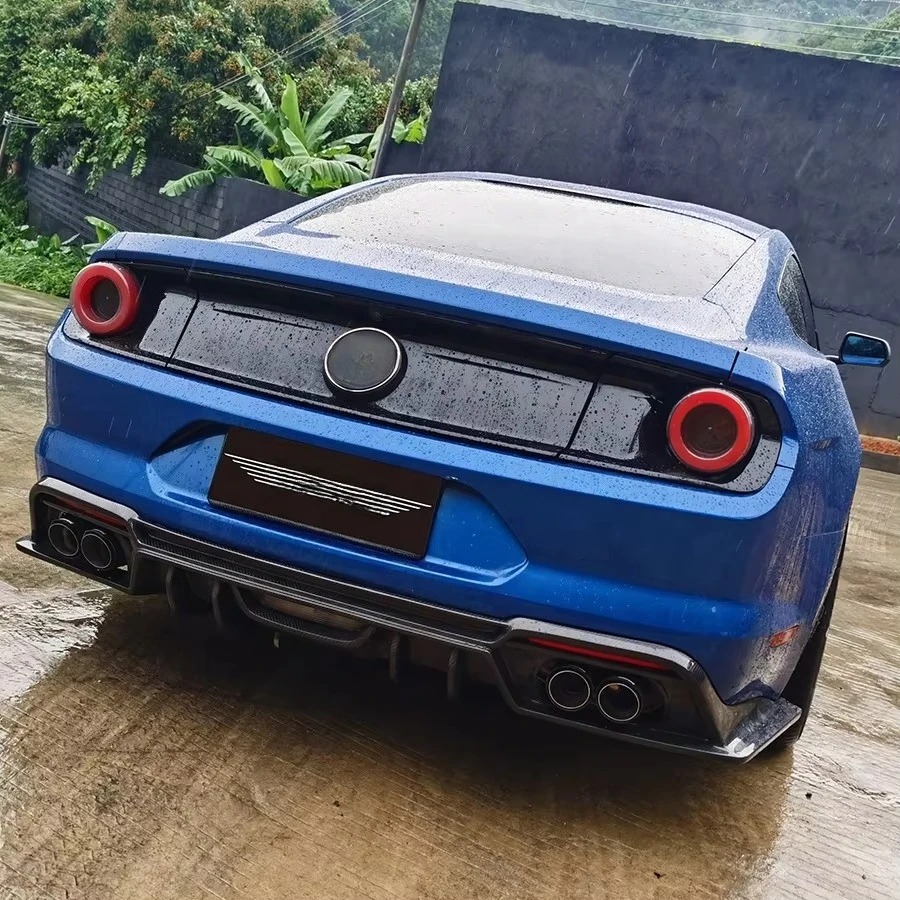 2018-2023 for Mustang Carbon Fiber Rear Diffuser Bumper Lip Splitters Body Kit Exhaust Cut-Outs Clip-On 100% Fit New